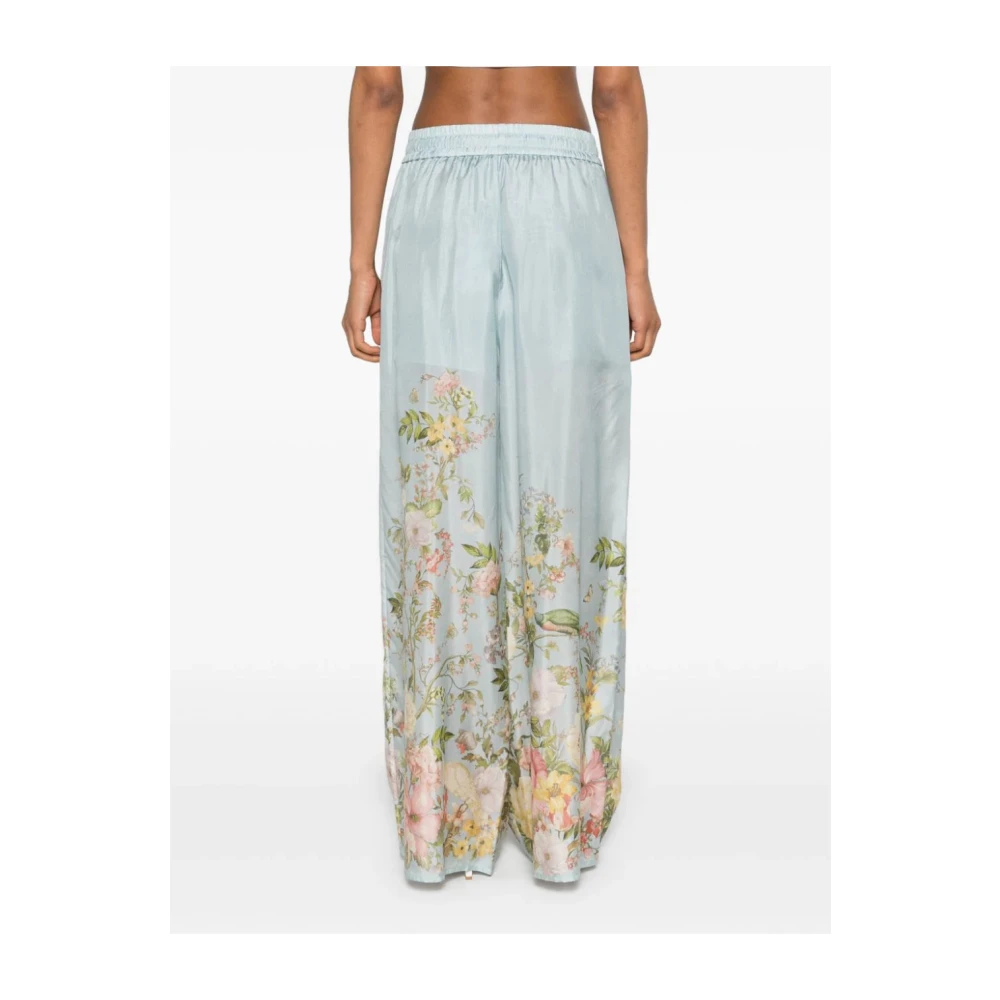 Zimmermann Bloemen Zijden Palazzo Broek Blue Dames