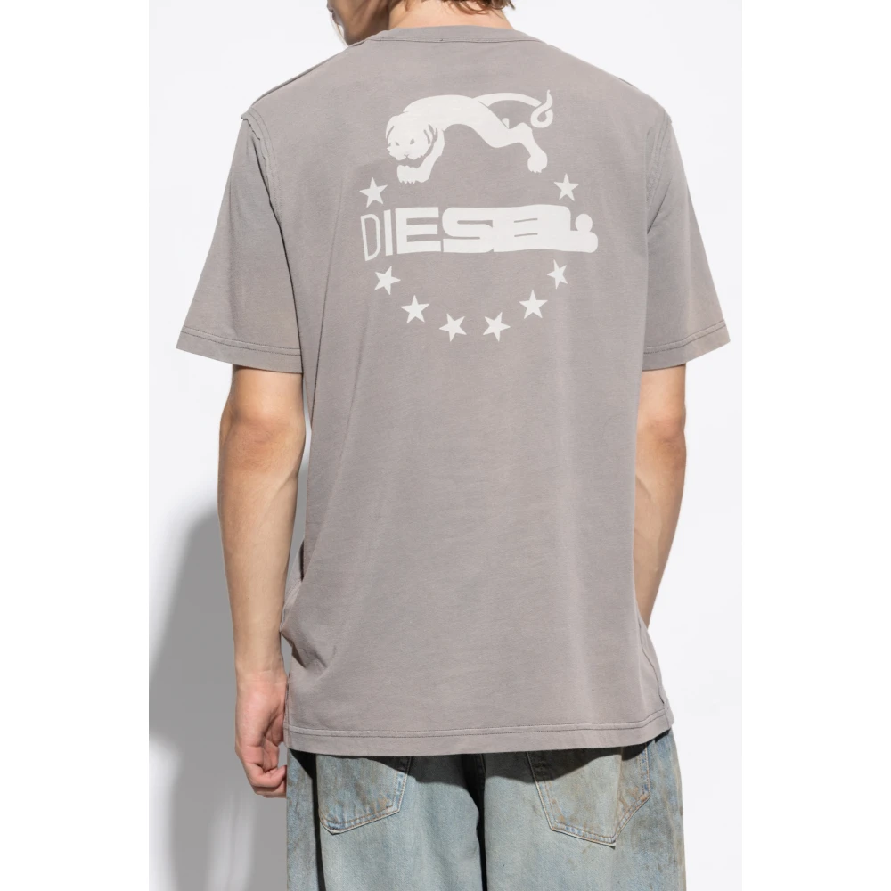 Diesel T-Just-Rw T-shirt met logo Gray Heren