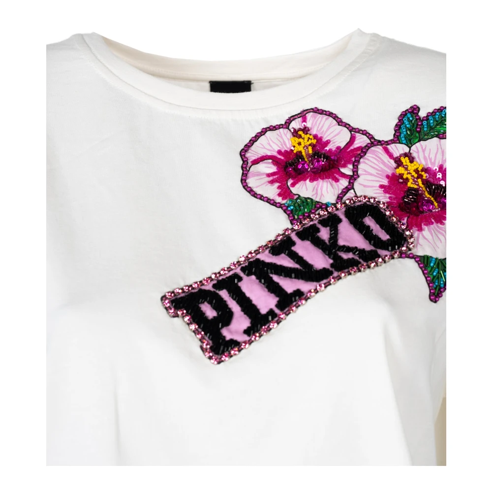 pinko Elegant 3D Print T-Shirt White Dames