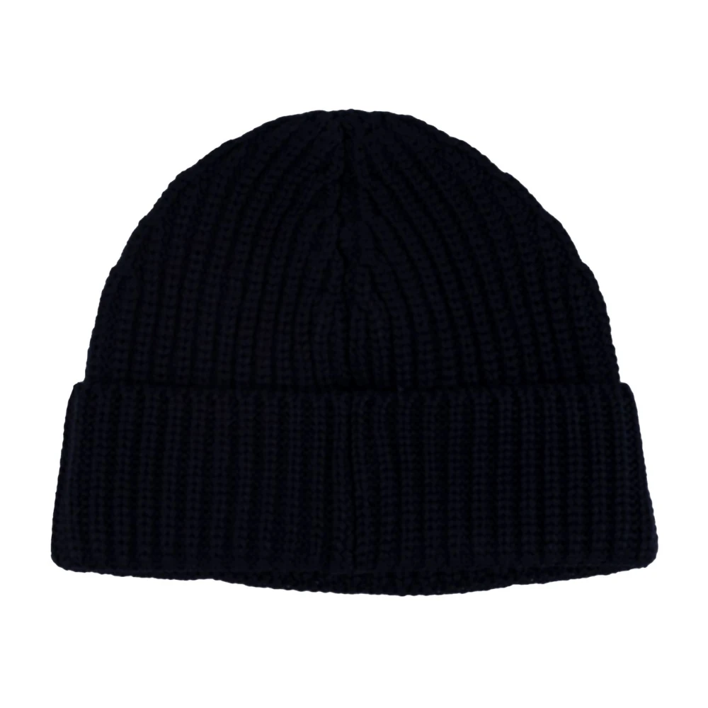 Dondup Gebreide wollen muts met stoffen logo Blue Heren