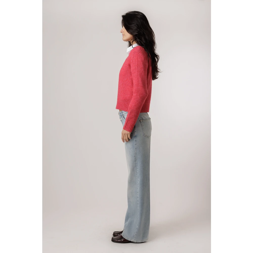 Lisa Yang Koraal trui met ribdetails Pink Dames