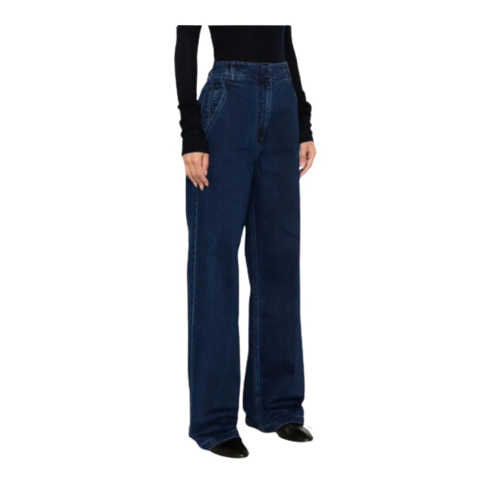 Tibi Flared Indigo Denim Jeans met Gesp Detail Blue Dames
