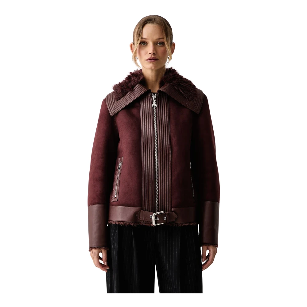Patrizia Pepe Donna Marrone - Giacca Biker Con Dettagli Soffici - Jackets - M - Immagine 5