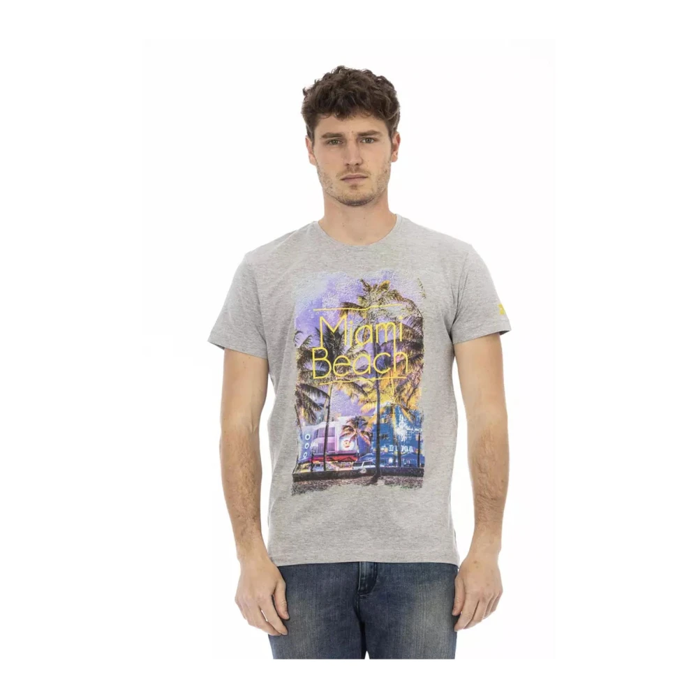 Trussardi Uomo Grigio - T-Shirt Grafica Grigia Collo Rotondo - Tops - 2XL