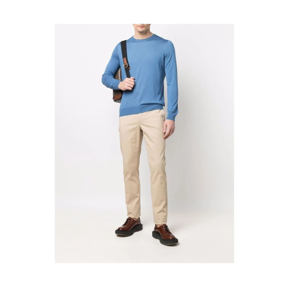 La Fileria Kasjmier-Zijde Mix Ronde Hals Sweater Blue Heren