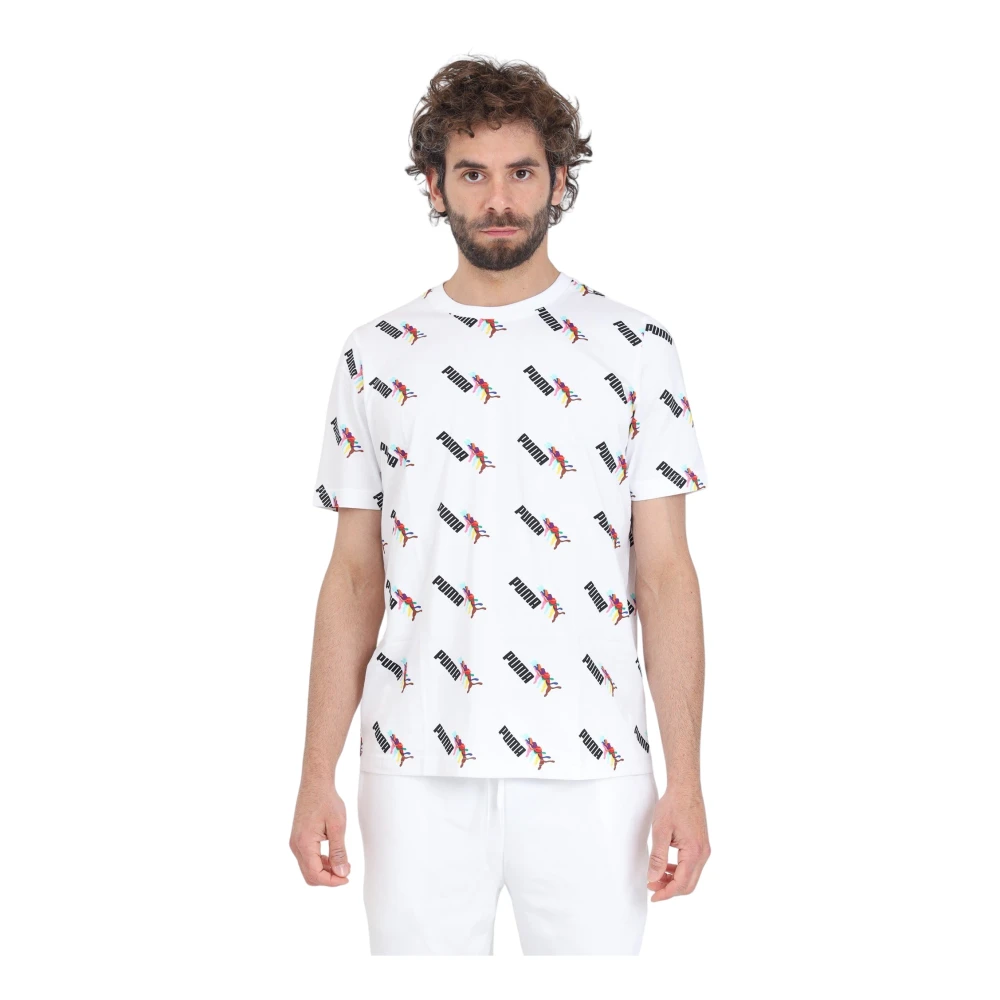 Puma Witte T-shirt met Love Wins Print Multicolor Heren