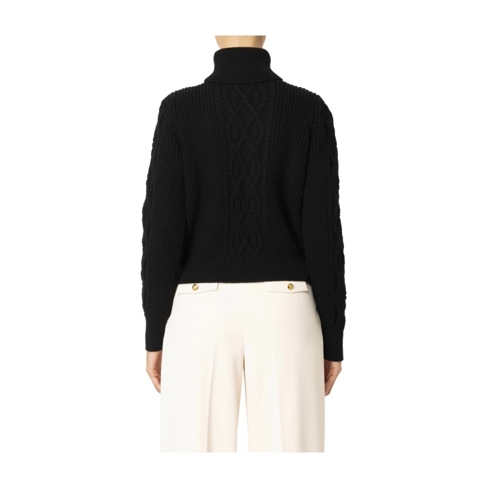 Elisabetta Franchi Wollen Coltrui met College-Stijl Letters Black Dames