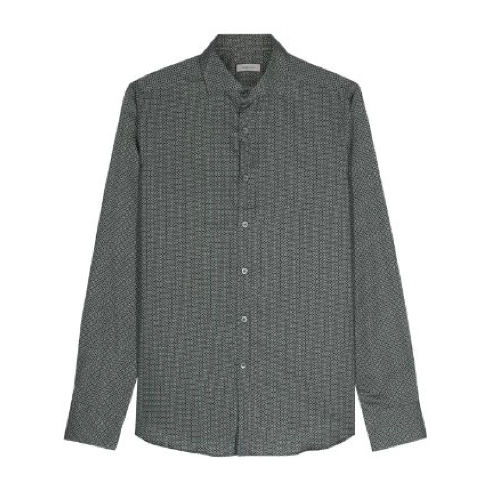 Canali Geometrisch Print Casual Overhemden Green Heren