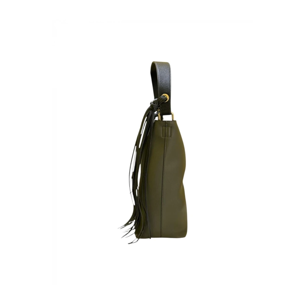 Pennyblack Bicolore Hobo Tas met Suède Effect Green Dames