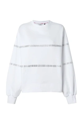 Sweatshirt med kristallutsmyckning