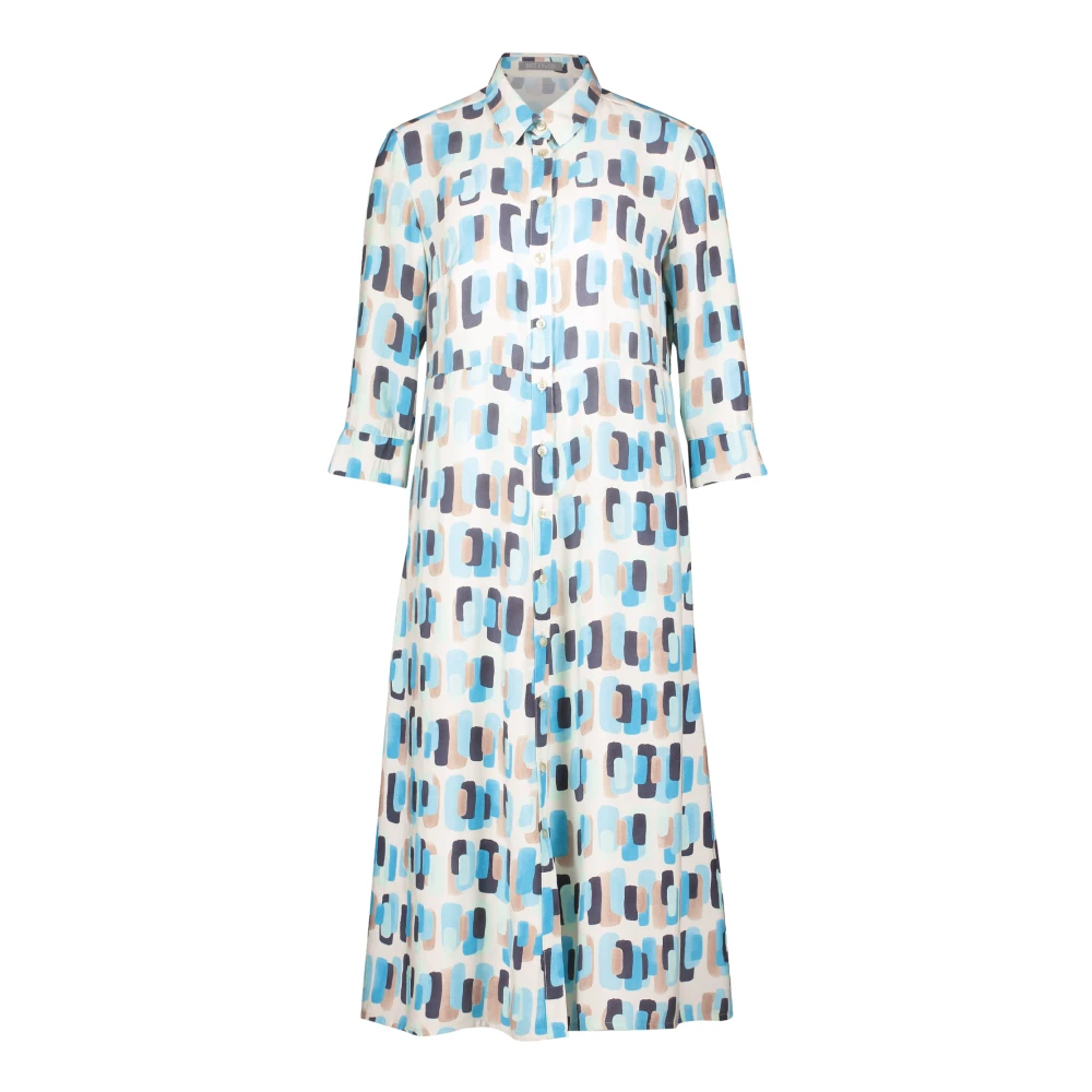 Betty & Co Grafische Print Casual Jurk Blue Dames