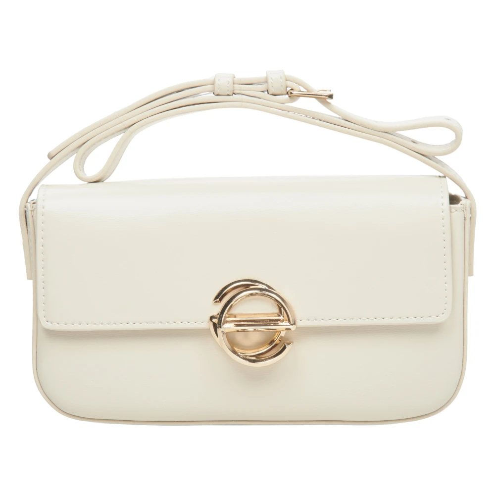 Estro Dames Kleine Lichtbeige Leren Handtas met Gouden Hardware Er00113755 Beige Dames