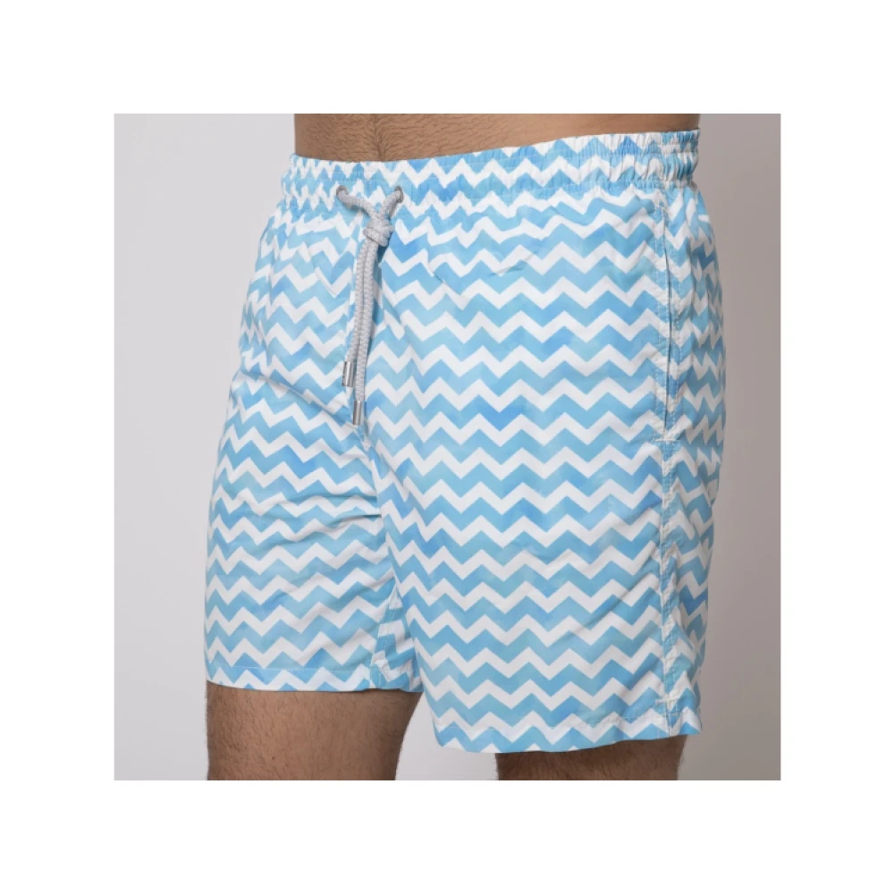 MC2 Saint Barth Geometrisch golfpatroon zwemshorts Gustavia Blue Heren