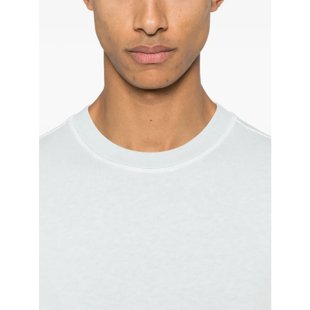 Stone Island Heldere Blauwe Crewneck Sweatshirt met Ribbed Sides Blue Heren