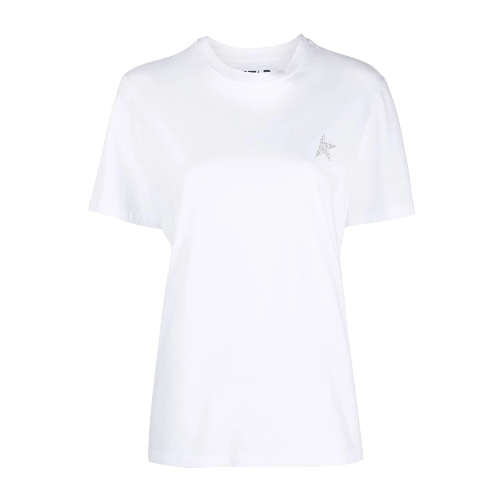Golden Goose Women's White Glitter Star Print T-Shirt - T-Shirts - M - Tops