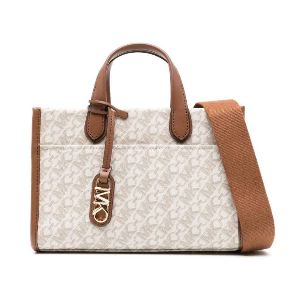 Michael Kors Beige Leren Handtas met Logo Beige Dames