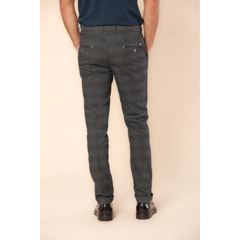 Mason's Slim Fit Katoenen Chino Broek met Ruitpatroon Gray Heren