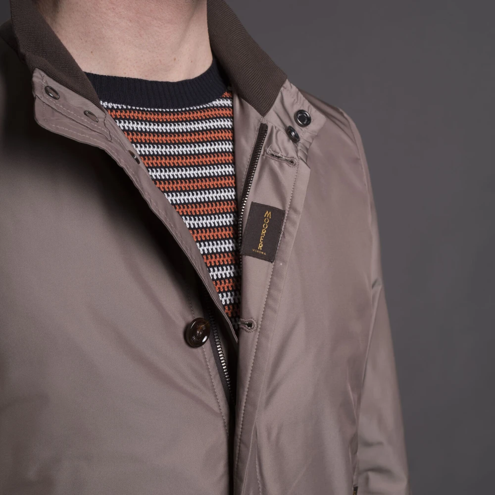 Moorer Iridescent Taffeta Bomber Jacket Brown Heren