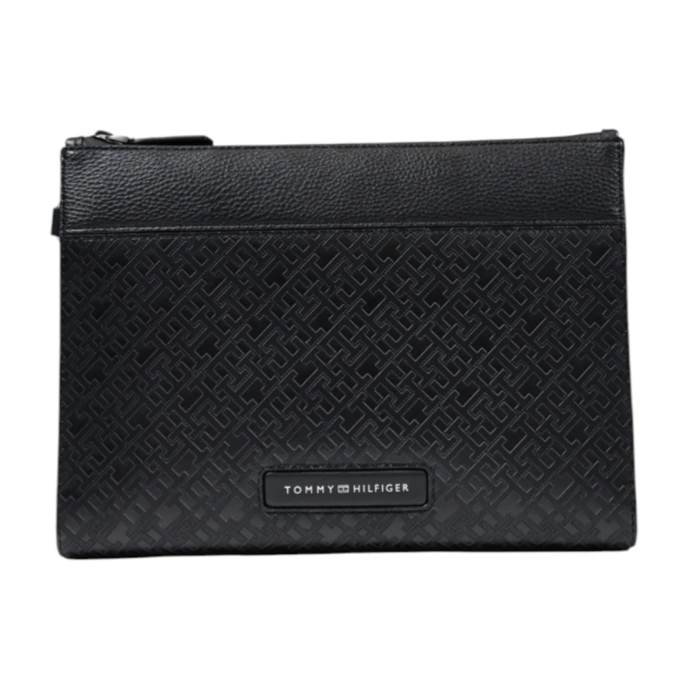 Tommy Hilfiger Zwarte rits handtas met binnenzakken Black Heren