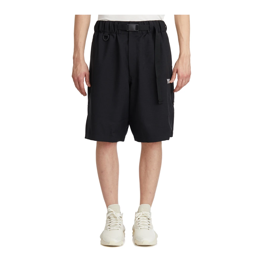 Y-3 Wijde 3 Strepen Bermuda Shorts Black Heren