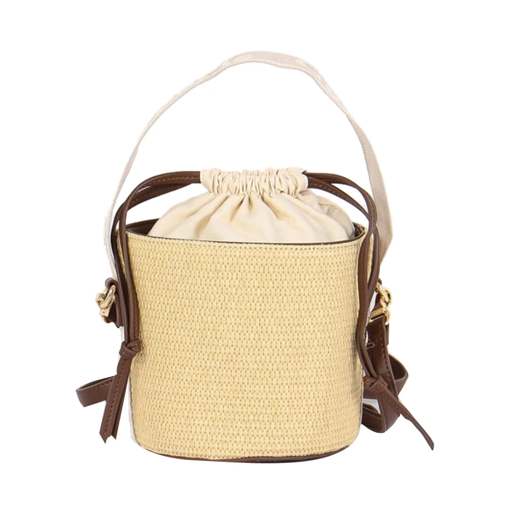 Gaëlle Paris Women's Beige Bucket Bags, One Size, Mini Bucket With Jacquard Handle