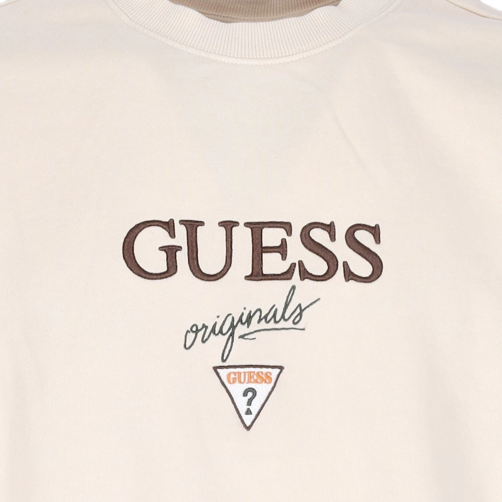 Guess Ronde Hals Sweatshirt met Logo Beige Heren