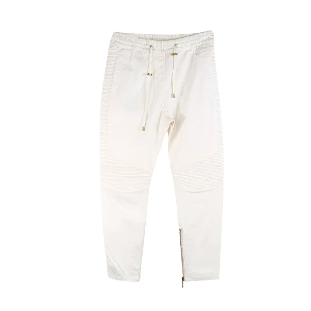 Balmain Pre-owned Cotton jeans White Dames