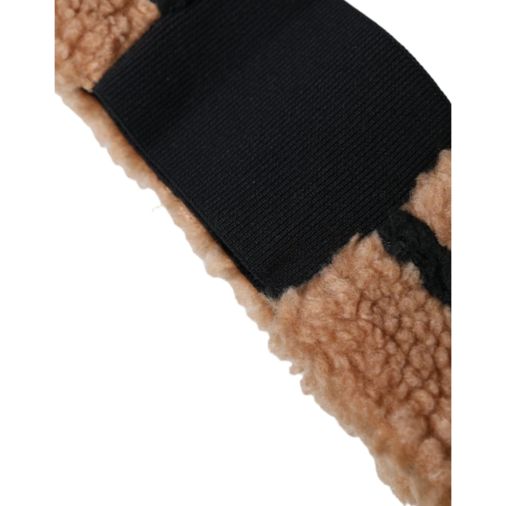 Dolce & Gabbana Wollen Hoofdband Bruin Zwart Logo Black Heren