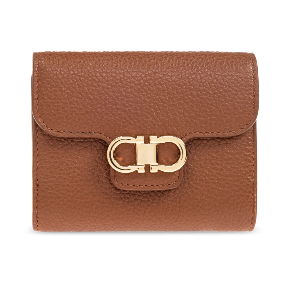 Ferragamo Women's Brown Wallets & Cardholders, One Size, Leather Wallet With Logo