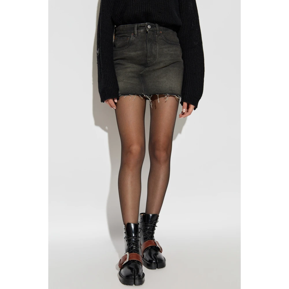 MM6 Maison Margiela Denim rok met vintage effect Black Dames