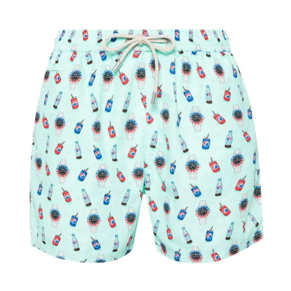 MC2 Saint Barth Gedrukte zwemshorts met elastische tailleband Green Heren