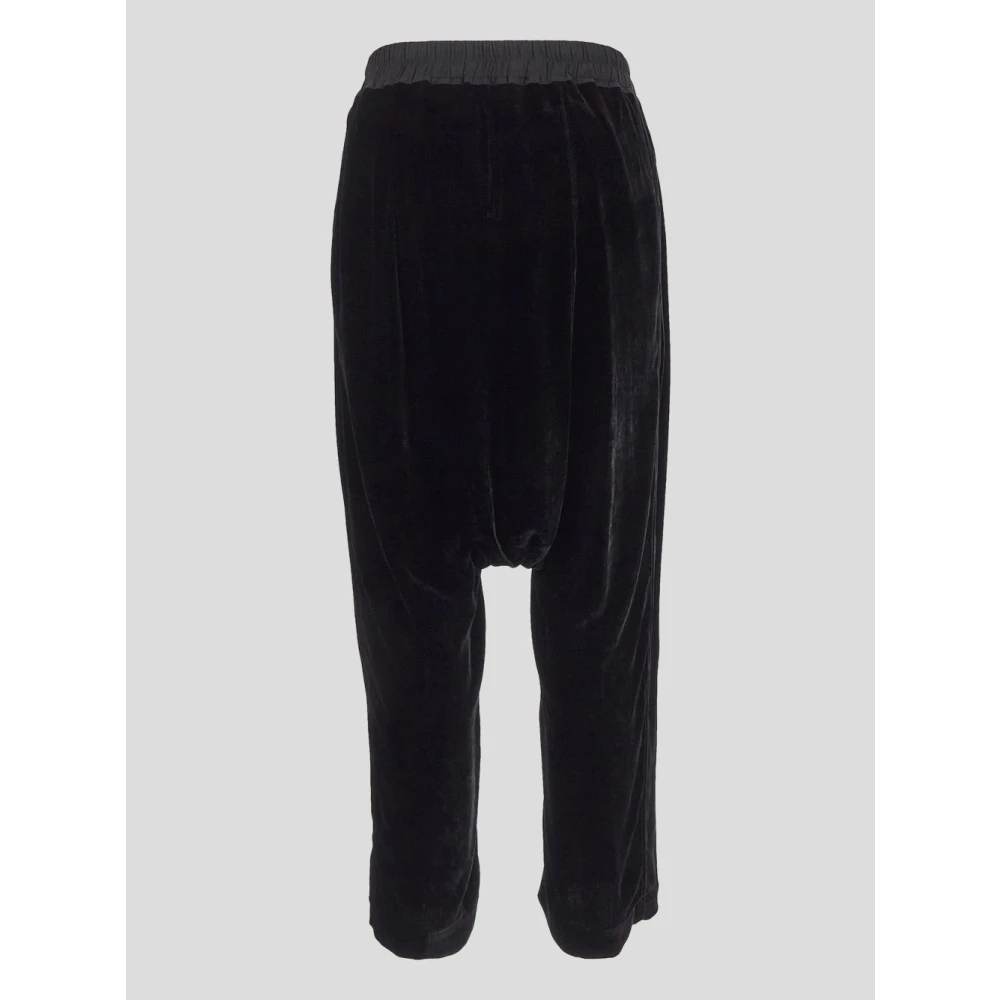Rick Owens Katoenen Cropped Broek met Trekkoord Black Dames
