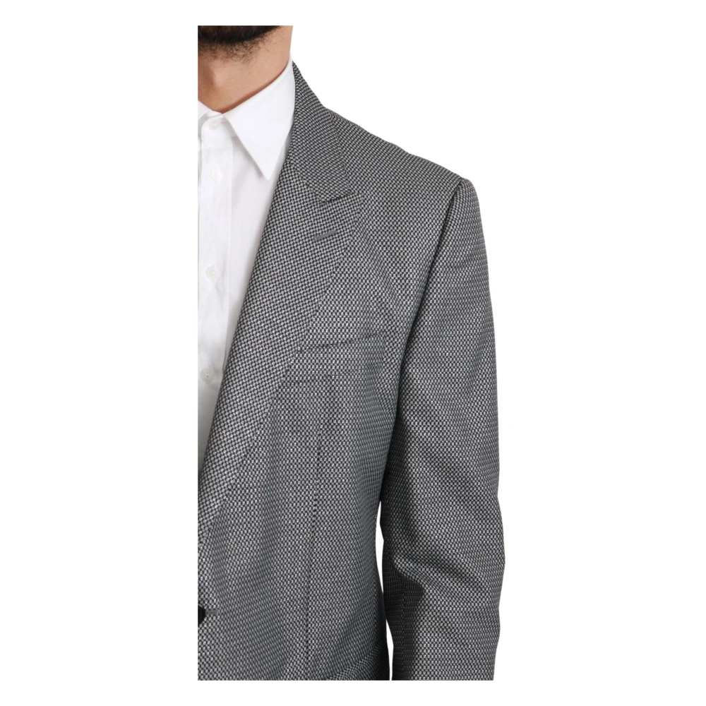 Dolce & Gabbana Grijze Fantasiepatroon Slim Fit Blazer Gray Heren