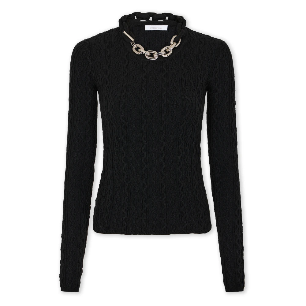 Rabanne Women's Black Jumper In Wool - Round-Neck Knitwear - M - Knitwear