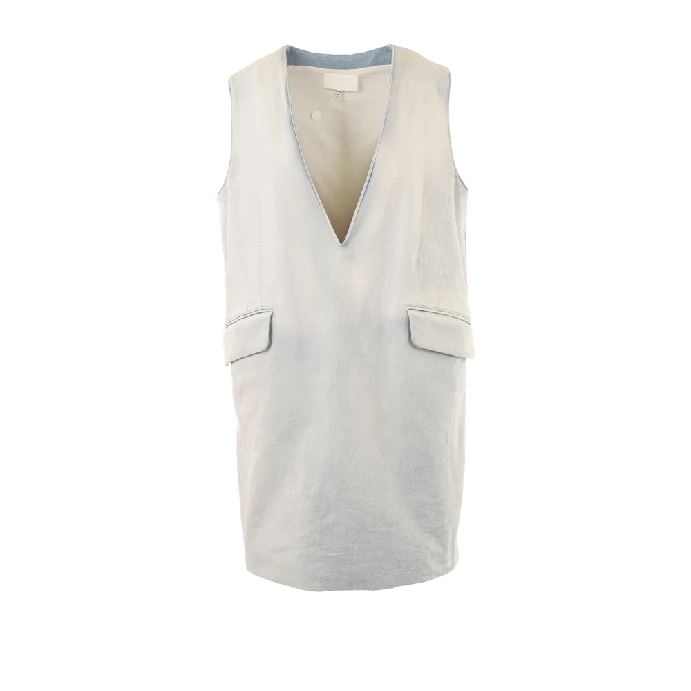 Mm6 Maison Margiela Women's Blue Denim V Short Dress - Short Dresses - S - Dresses
