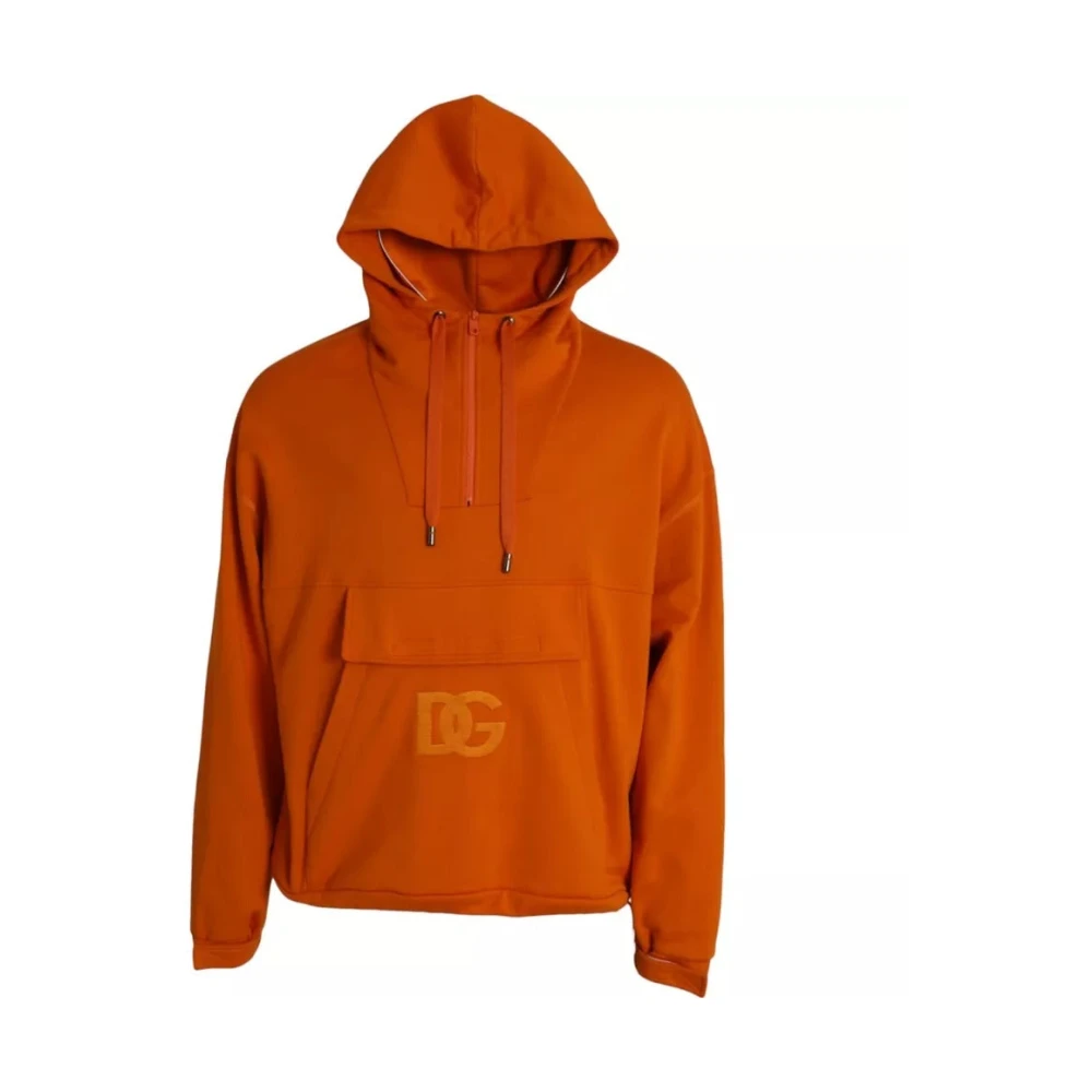 Dolce & Gabbana Men's Orange Hooded Logo Sweatshirt - Hoodies - M - Sweatshirts & Hoodies