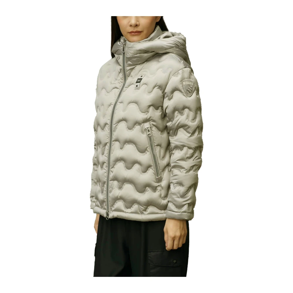 Blauer Stijlvolle Polyester Puffer Parka Beige Dames