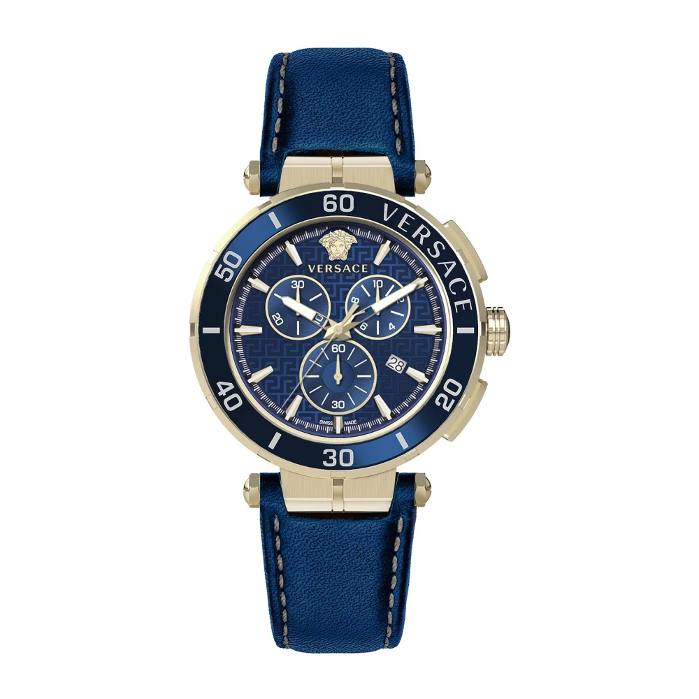 Versace Men's Blue Greca Chronograph Dial Watch