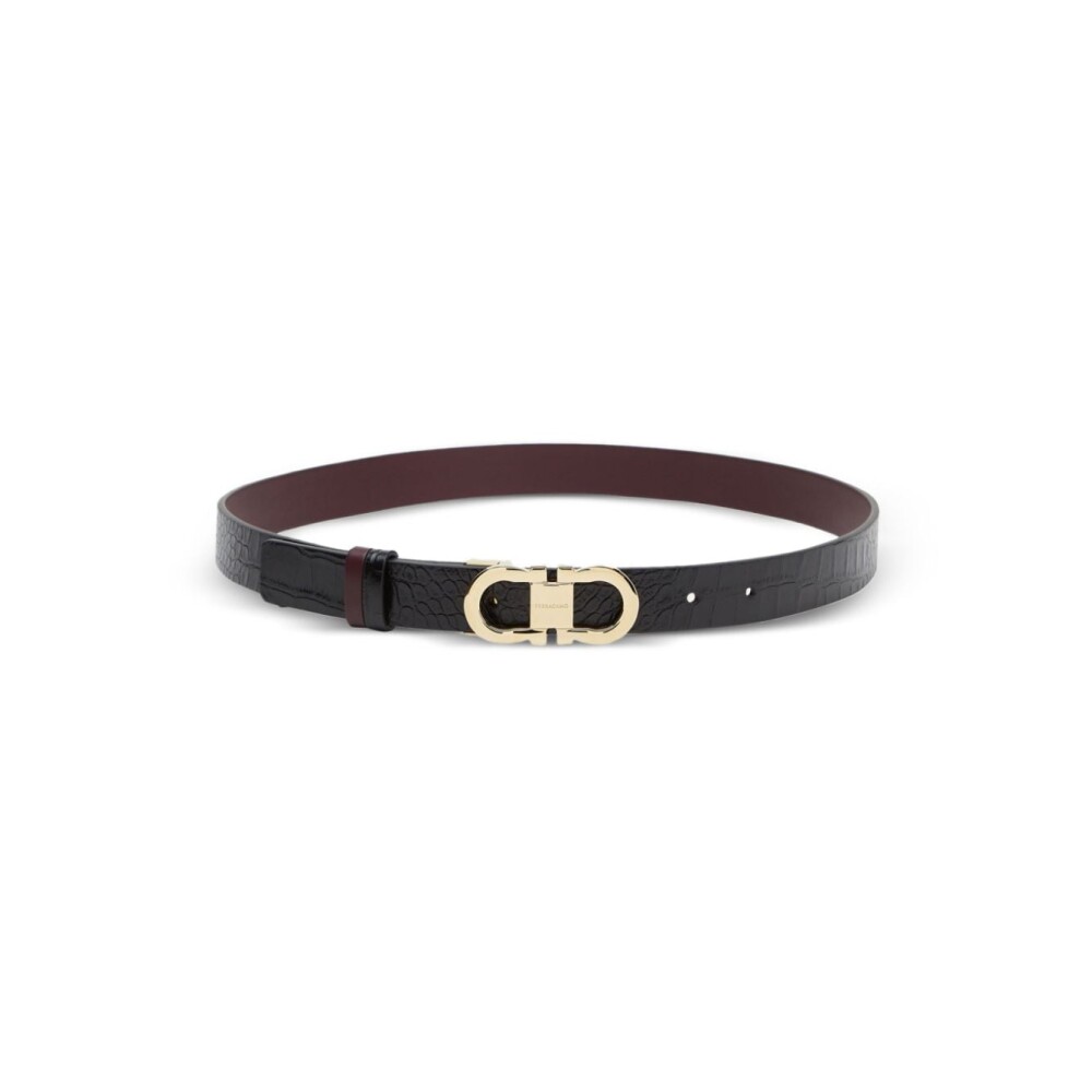 Gancini Buckle Crocodile Effect Belt Salvatore Ferragamo Belts Miinto