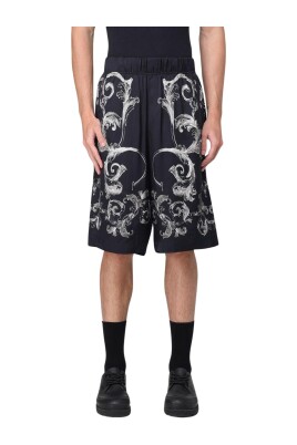 patterned-drawstring-waist-shorts