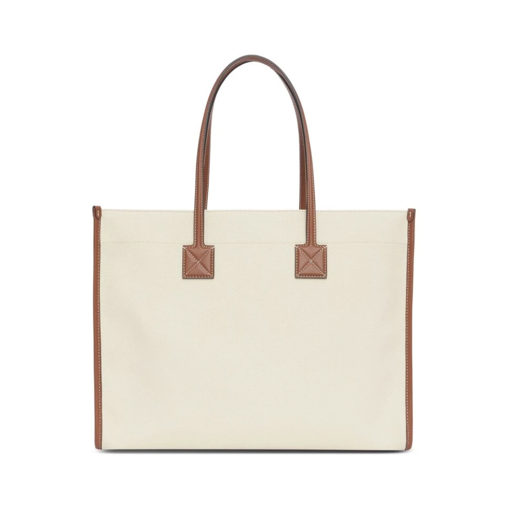Burberry Crème Bruine leren handtas met voorvak Beige Dames