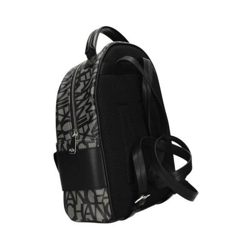 Armani Exchange Katoenen Rugzak met Meerdere Compartimenten Black Dames