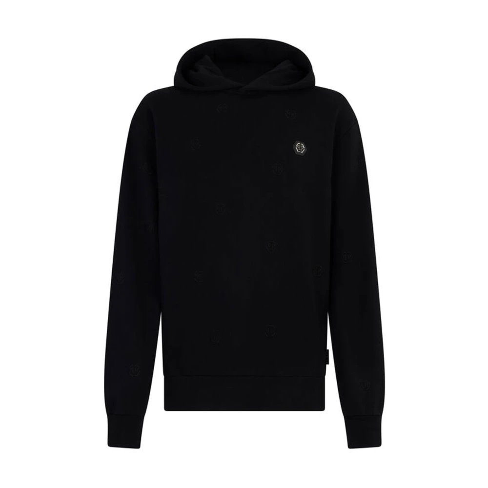 Philipp Plein Men's Black Hoodies, M, Embroidered Hoodie Sweatshirt Monogram