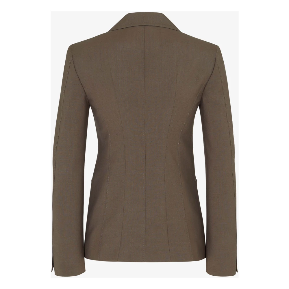 Fendi Groene Wol Mohair Jas met Brede Revers Green Dames