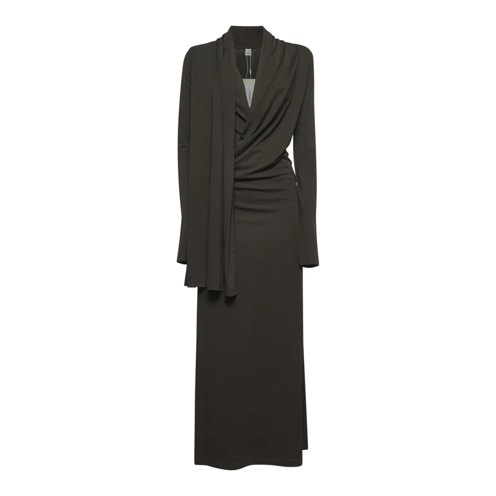 TotêMe Zwarte gedrapeerde V-hals jurk Black Dames
