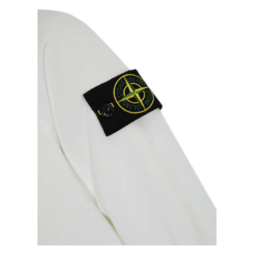 Stone Island Witte Biologisch Katoen Logo Sweater White Heren