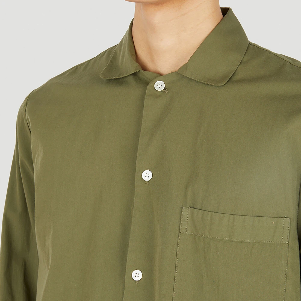 Tekla Tijdloze Katoenen Pyjama Shirt Green Heren