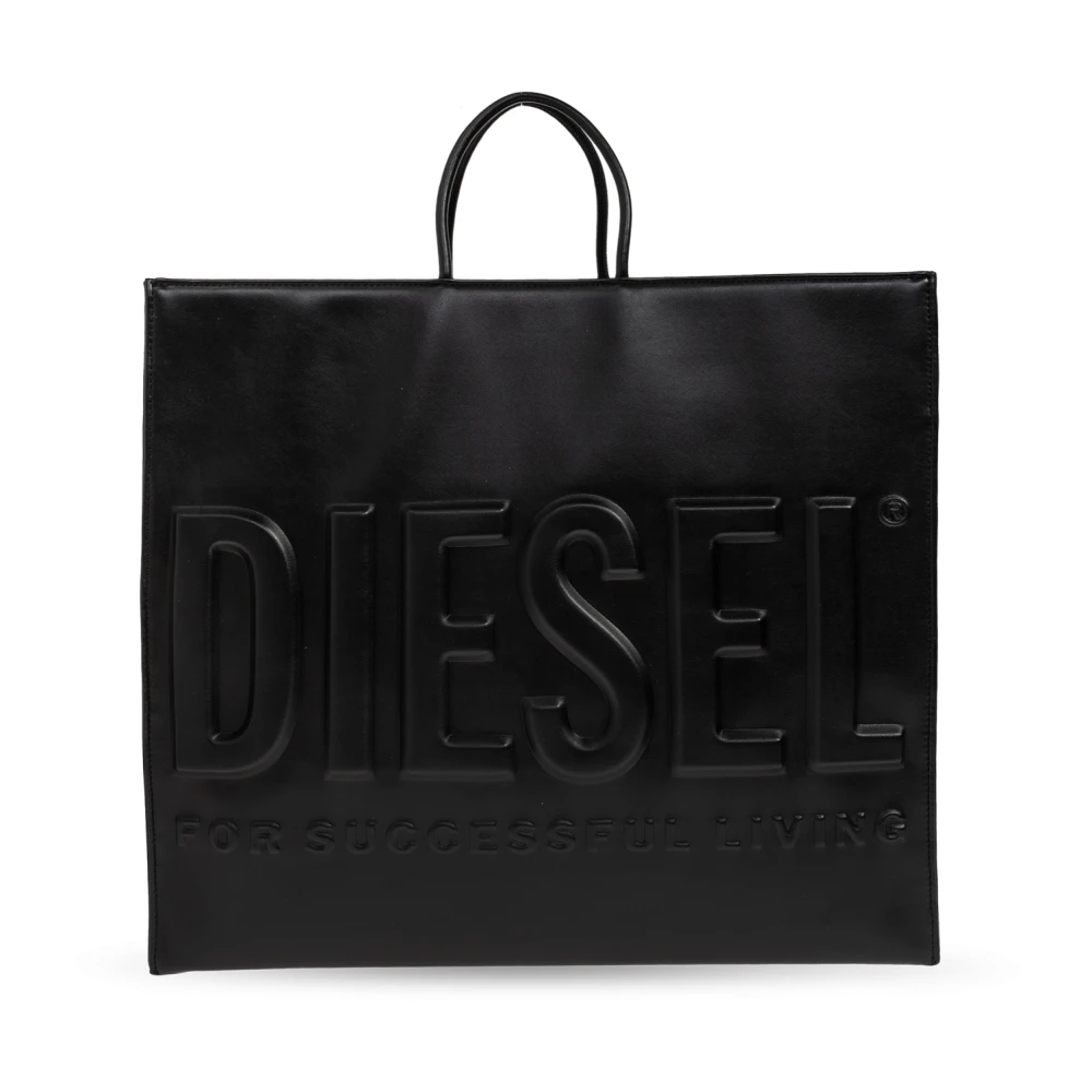 Diesel Unisex Svart Väskor One Size, Dsl 3D Shopper Handbag