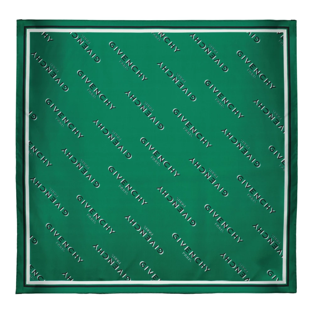 Givenchy Women's Green Silk Scarves, One Size, Carré En Soie Shadow