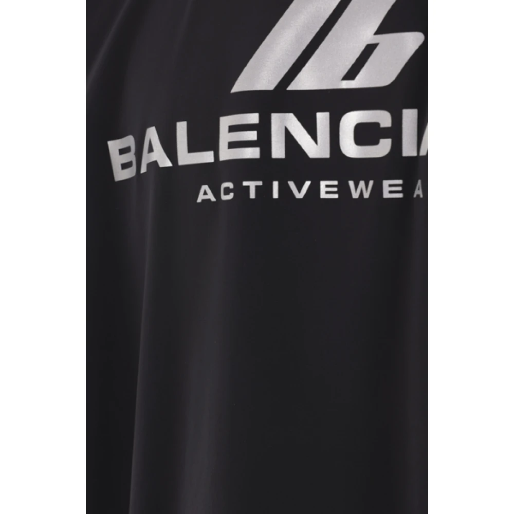 Balenciaga Zwarte Windbreaker Jas Logo Print Black Dames